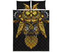 Steampunk Owl Print Quilt Bed Set