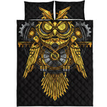 Steampunk Owl Print Quilt Bed Set