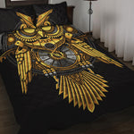 Steampunk Owl Print Quilt Bed Set