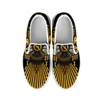 Steampunk Owl Print White Slip On Shoes