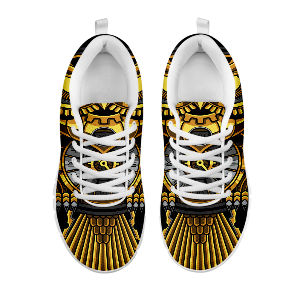 Steampunk Owl Print White Sneakers