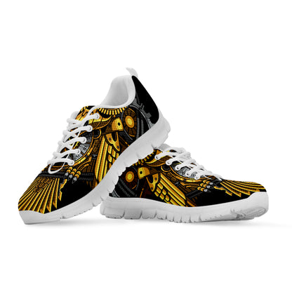 Steampunk Owl Print White Sneakers