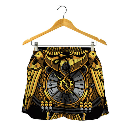 Steampunk Owl Print Women's Shorts