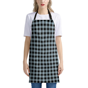 Steel Blue And Black Buffalo Check Print Apron