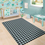 Steel Blue And Black Buffalo Check Print Area Rug