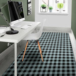 Steel Blue And Black Buffalo Check Print Area Rug