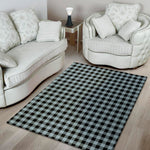 Steel Blue And Black Buffalo Check Print Area Rug