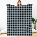 Steel Blue And Black Buffalo Check Print Blanket