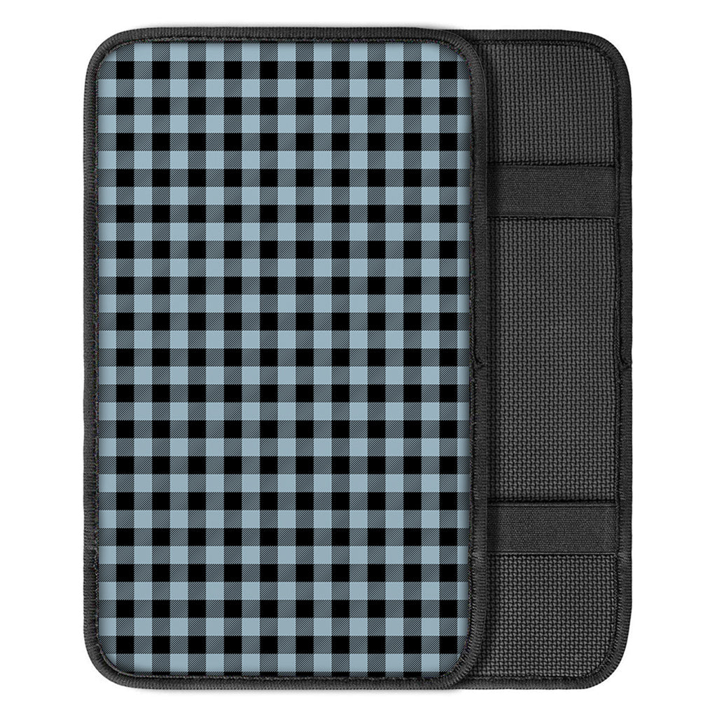 Steel Blue And Black Buffalo Check Print Car Center Console Cover