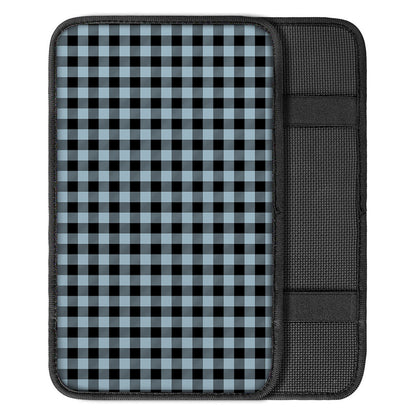 Steel Blue And Black Buffalo Check Print Car Center Console Cover