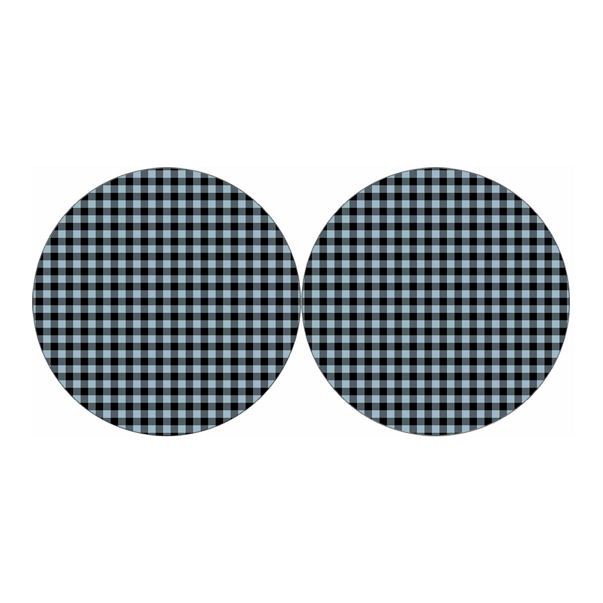 Steel Blue And Black Buffalo Check Print Car Coasters