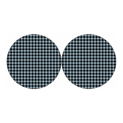 Steel Blue And Black Buffalo Check Print Car Coasters