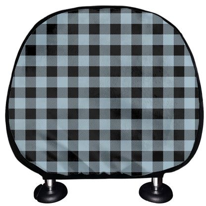 Steel Blue And Black Buffalo Check Print Car Headrest Covers