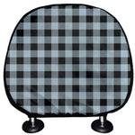 Steel Blue And Black Buffalo Check Print Car Headrest Covers