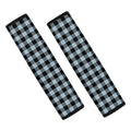 Steel Blue And Black Buffalo Check Print Car Seat Belt Covers