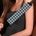 Steel Blue And Black Buffalo Check Print Car Seat Belt Covers