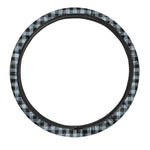 Steel Blue And Black Buffalo Check Print Car Steering Wheel Cover