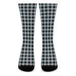 Steel Blue And Black Buffalo Check Print Crew Socks