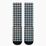 Steel Blue And Black Buffalo Check Print Crew Socks