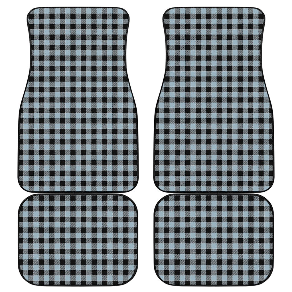 Steel Blue And Black Buffalo Check Print Front and Back Car Floor Mats