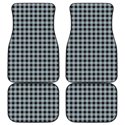 Steel Blue And Black Buffalo Check Print Front and Back Car Floor Mats