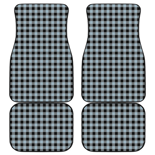 Steel Blue And Black Buffalo Check Print Front and Back Car Floor Mats
