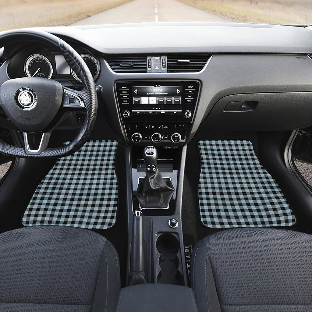 Steel Blue And Black Buffalo Check Print Front and Back Car Floor Mats