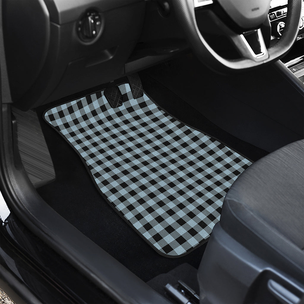 Steel Blue And Black Buffalo Check Print Front and Back Car Floor Mats