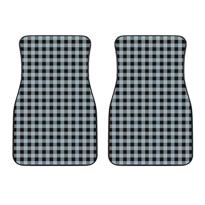 Steel Blue And Black Buffalo Check Print Front Car Floor Mats