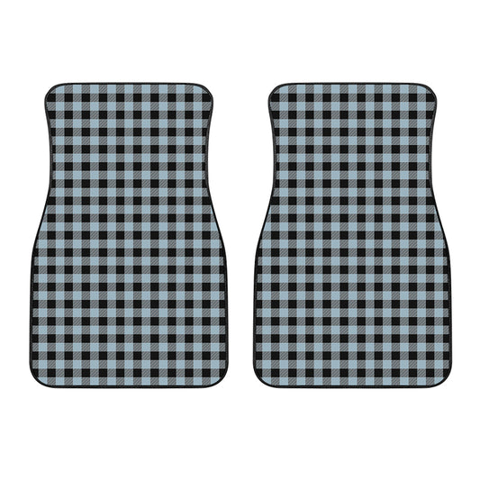 Steel Blue And Black Buffalo Check Print Front Car Floor Mats