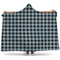 Steel Blue And Black Buffalo Check Print Hooded Blanket