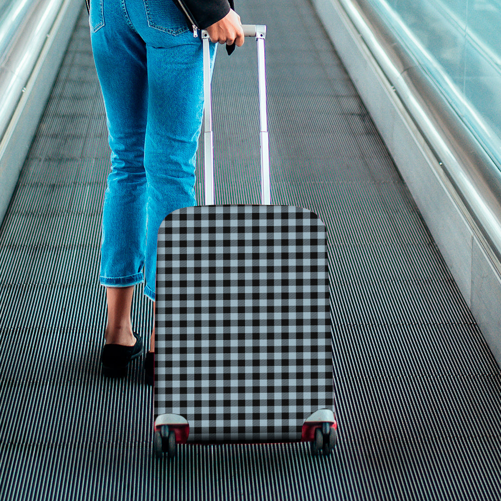 Steel Blue And Black Buffalo Check Print Luggage Cover