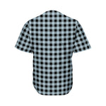 Steel Blue And Black Buffalo Check Print Men's Baseball Jersey