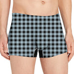 Steel Blue And Black Buffalo Check Print Men's Boxer Briefs