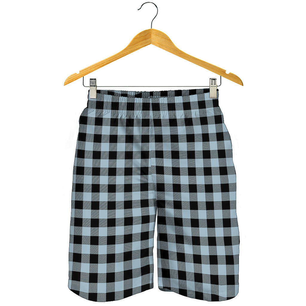 Steel Blue And Black Buffalo Check Print Men's Shorts