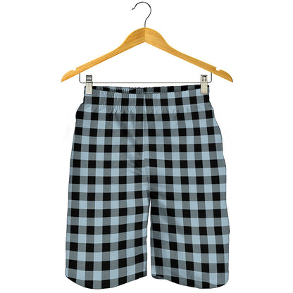Steel Blue And Black Buffalo Check Print Men's Shorts