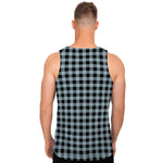 Steel Blue And Black Buffalo Check Print Men's Tank Top