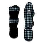 Steel Blue And Black Buffalo Check Print Muay Thai Shin Guard