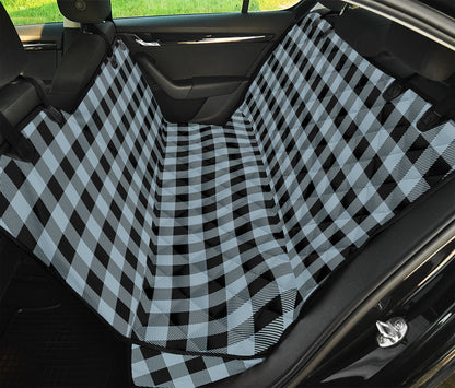 Steel Blue And Black Buffalo Check Print Pet Car Back Seat Cover