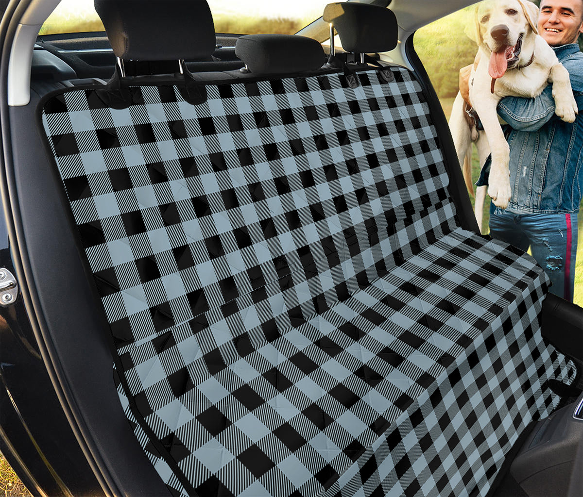 Steel Blue And Black Buffalo Check Print Pet Car Back Seat Cover