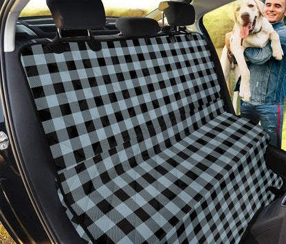 Steel Blue And Black Buffalo Check Print Pet Car Back Seat Cover