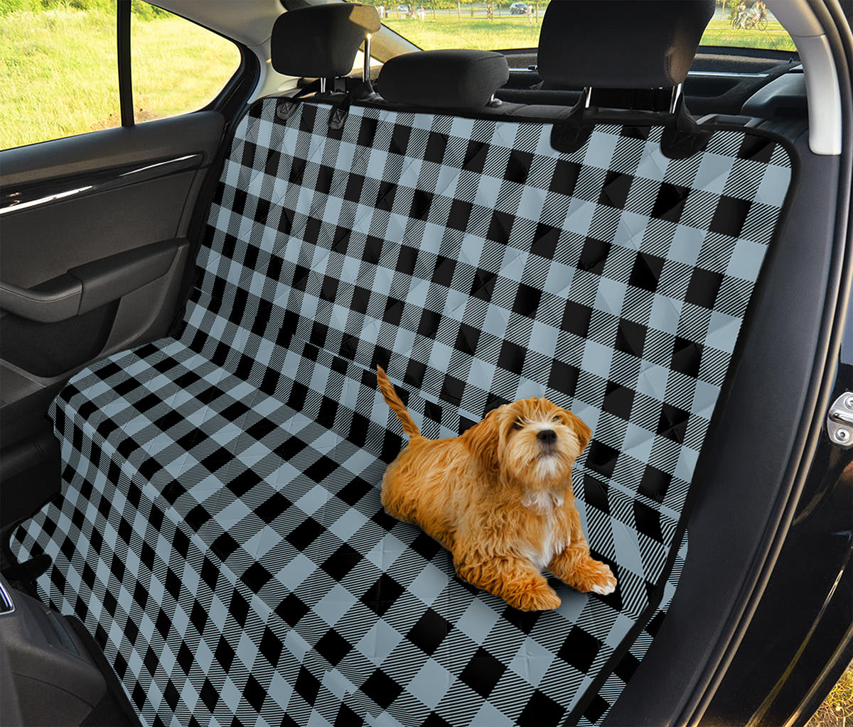 Steel Blue And Black Buffalo Check Print Pet Car Back Seat Cover
