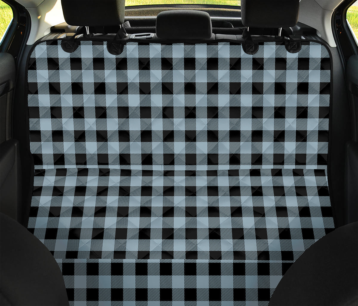 Steel Blue And Black Buffalo Check Print Pet Car Back Seat Cover
