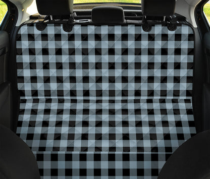 Steel Blue And Black Buffalo Check Print Pet Car Back Seat Cover
