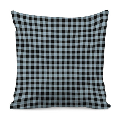 Steel Blue And Black Buffalo Check Print Pillow Cover