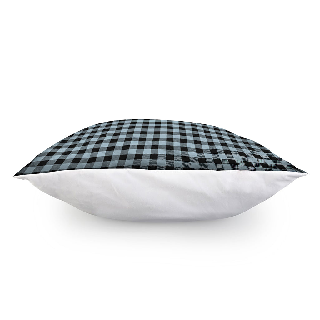 Steel Blue And Black Buffalo Check Print Pillow Cover