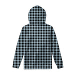 Steel Blue And Black Buffalo Check Print Pullover Hoodie