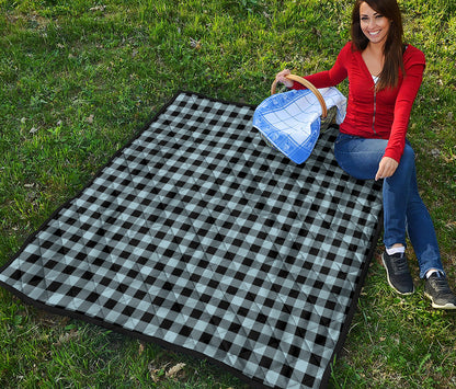 Steel Blue And Black Buffalo Check Print Quilt