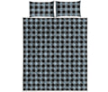 Steel Blue And Black Buffalo Check Print Quilt Bed Set