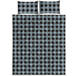 Steel Blue And Black Buffalo Check Print Quilt Bed Set